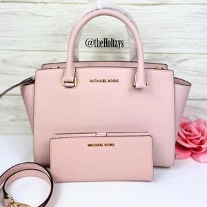 NWT Michael Kors SELMA Medium Satchel + Wallet